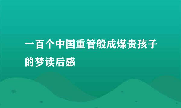 一百个中国重管般成煤贵孩子的梦读后感