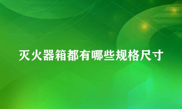 灭火器箱都有哪些规格尺寸