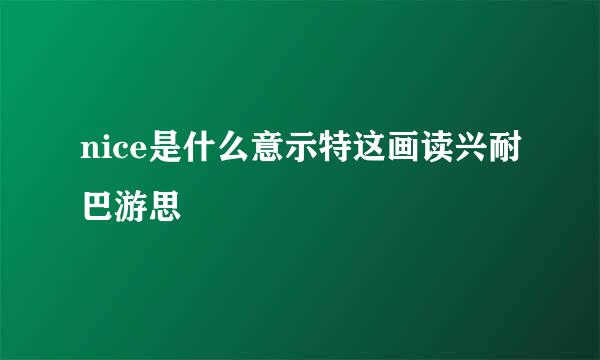 nice是什么意示特这画读兴耐巴游思