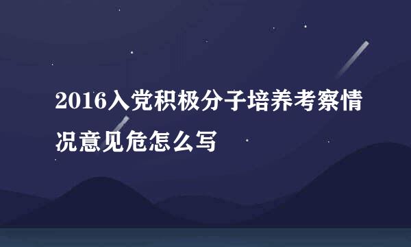 2016入党积极分子培养考察情况意见危怎么写