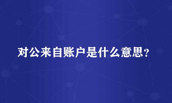 对公来自账户是什么意思？