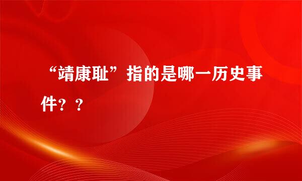 “靖康耻”指的是哪一历史事件？？