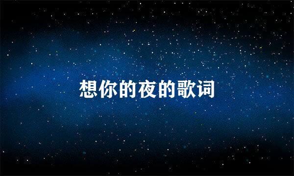 想你的夜的歌词