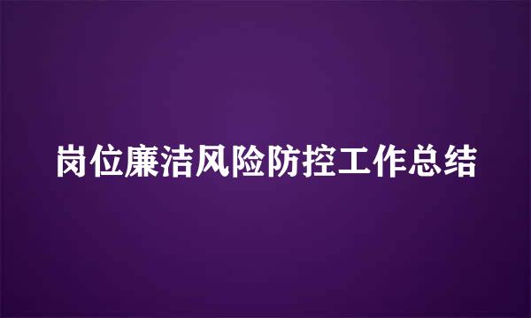 岗位廉洁风险防控工作总结