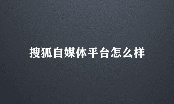 搜狐自媒体平台怎么样