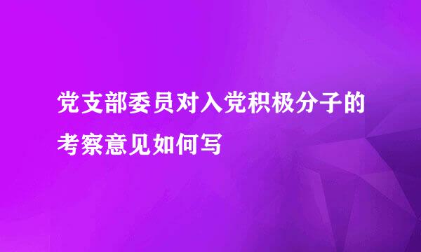 党支部委员对入党积极分子的考察意见如何写