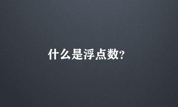 什么是浮点数？