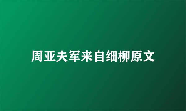 周亚夫军来自细柳原文