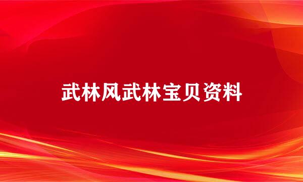 武林风武林宝贝资料