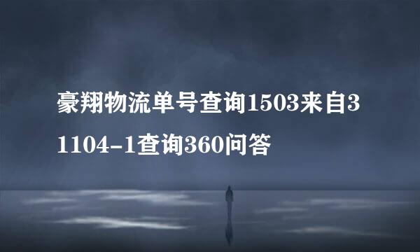 豪翔物流单号查询1503来自31104-1查询360问答