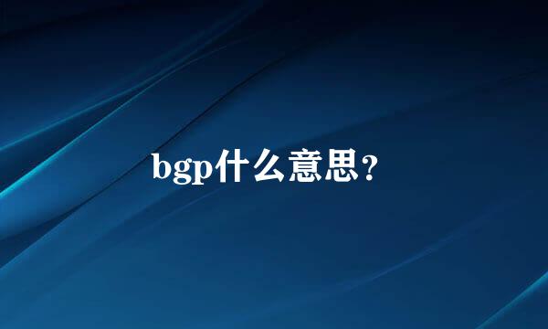 bgp什么意思？