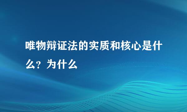 唯物辩证法的实质和核心是什么？为什么