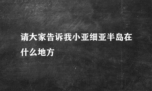 请大家告诉我小亚细亚半岛在什么地方