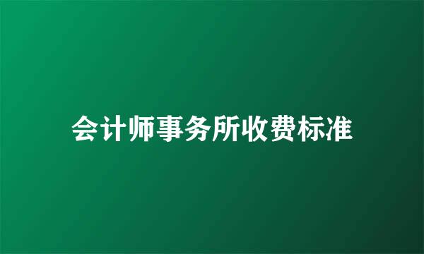 会计师事务所收费标准