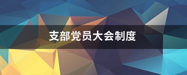 支来自部党员大会制度