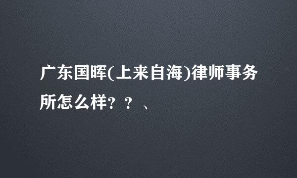 广东国晖(上来自海)律师事务所怎么样？？、