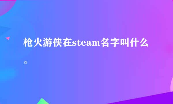 枪火游侠在steam名字叫什么。