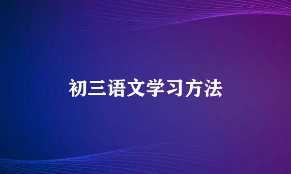 初三语文学习方法