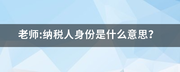 老师:纳税人身份是什么意思？