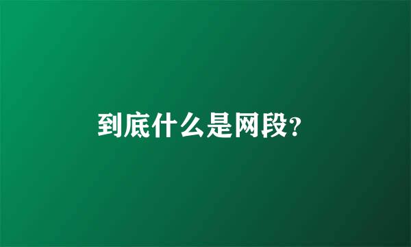 到底什么是网段？