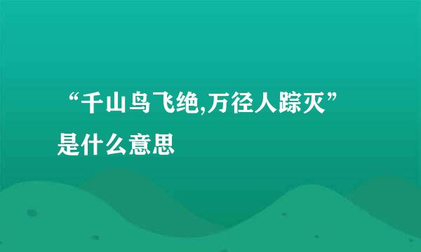 “千山鸟飞绝,万径人踪灭”是什么意思