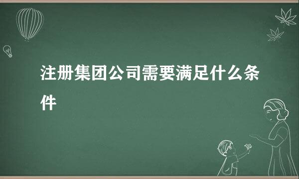 注册集团公司需要满足什么条件