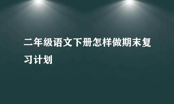 二年级语文下册怎样做期末复习计划