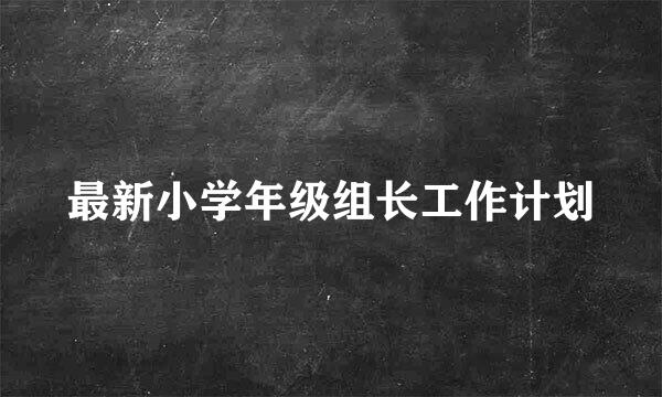 最新小学年级组长工作计划