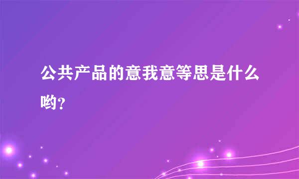 公共产品的意我意等思是什么哟？