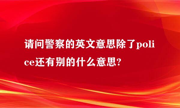 请问警察的英文意思除了police还有别的什么意思?