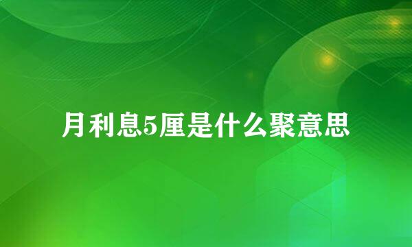 月利息5厘是什么聚意思