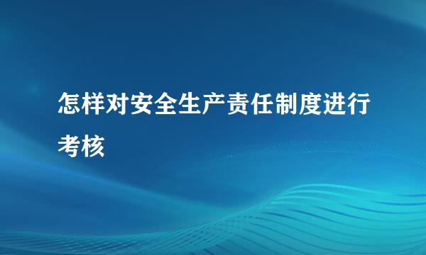 怎样对安全生产责任制度进行考核