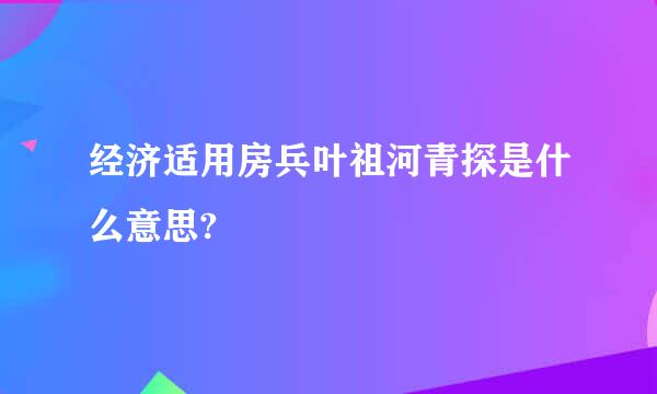 经济适用房兵叶祖河青探是什么意思?