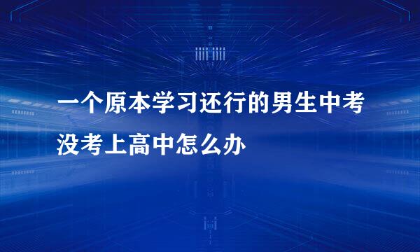 一个原本学习还行的男生中考没考上高中怎么办