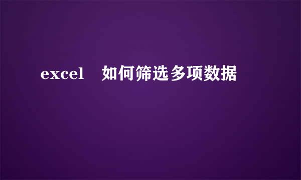 excel 如何筛选多项数据