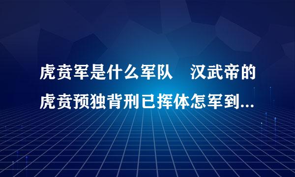 虎贲军是什么军队 汉武帝的虎贲预独背刑已挥体怎军到底有多牛