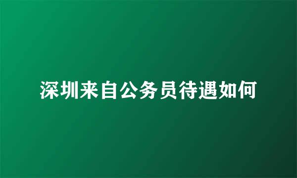 深圳来自公务员待遇如何