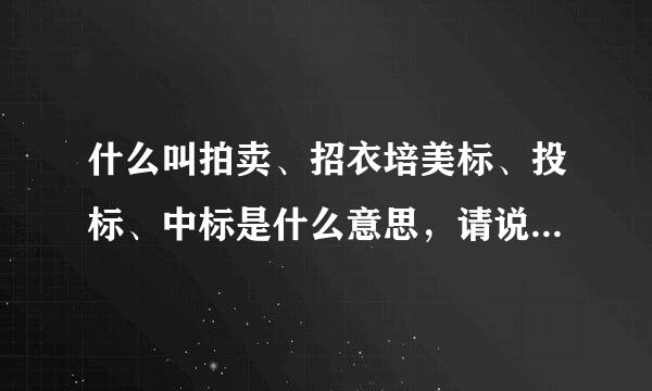 什么叫拍卖、招衣培美标、投标、中标是什么意思，请说的通俗易懂和详细点