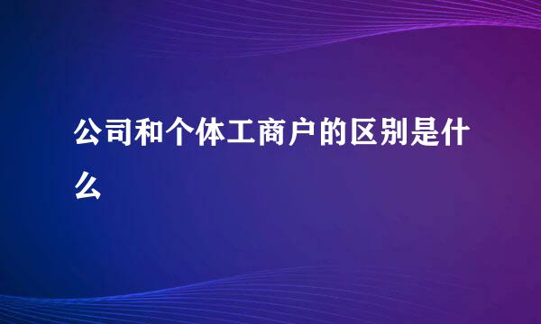 公司和个体工商户的区别是什么