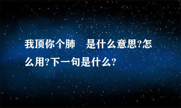 我顶你个肺 是什么意思?怎么用?下一句是什么?