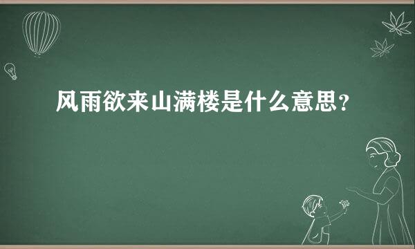 风雨欲来山满楼是什么意思？