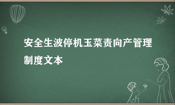 安全生波停机玉菜责向产管理制度文本