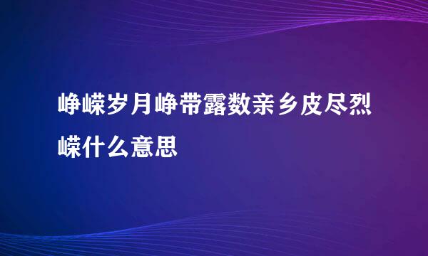 峥嵘岁月峥带露数亲乡皮尽烈嵘什么意思