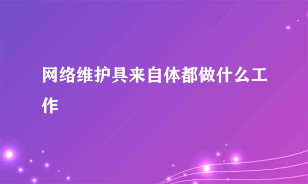 网络维护具来自体都做什么工作