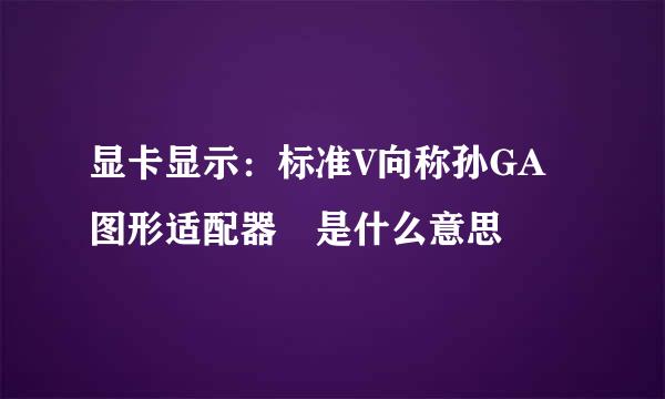 显卡显示：标准V向称孙GA图形适配器 是什么意思