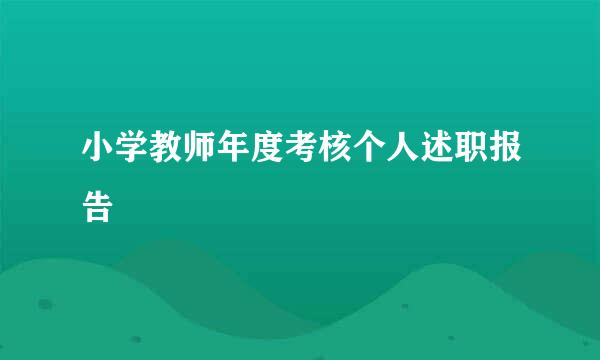 小学教师年度考核个人述职报告