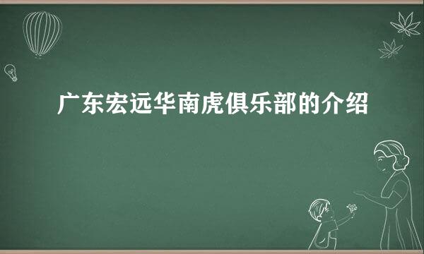 广东宏远华南虎俱乐部的介绍