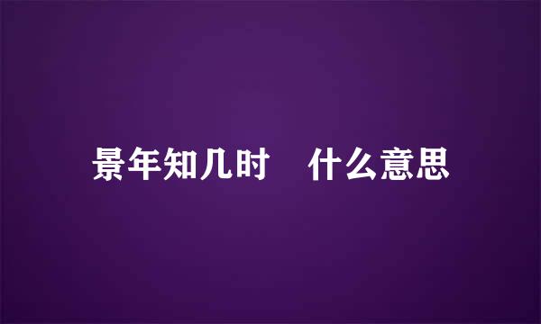 景年知几时 什么意思