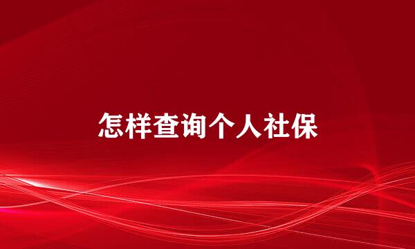 怎样查询个人社保