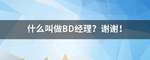 什么叫做BD经理？谢谢！